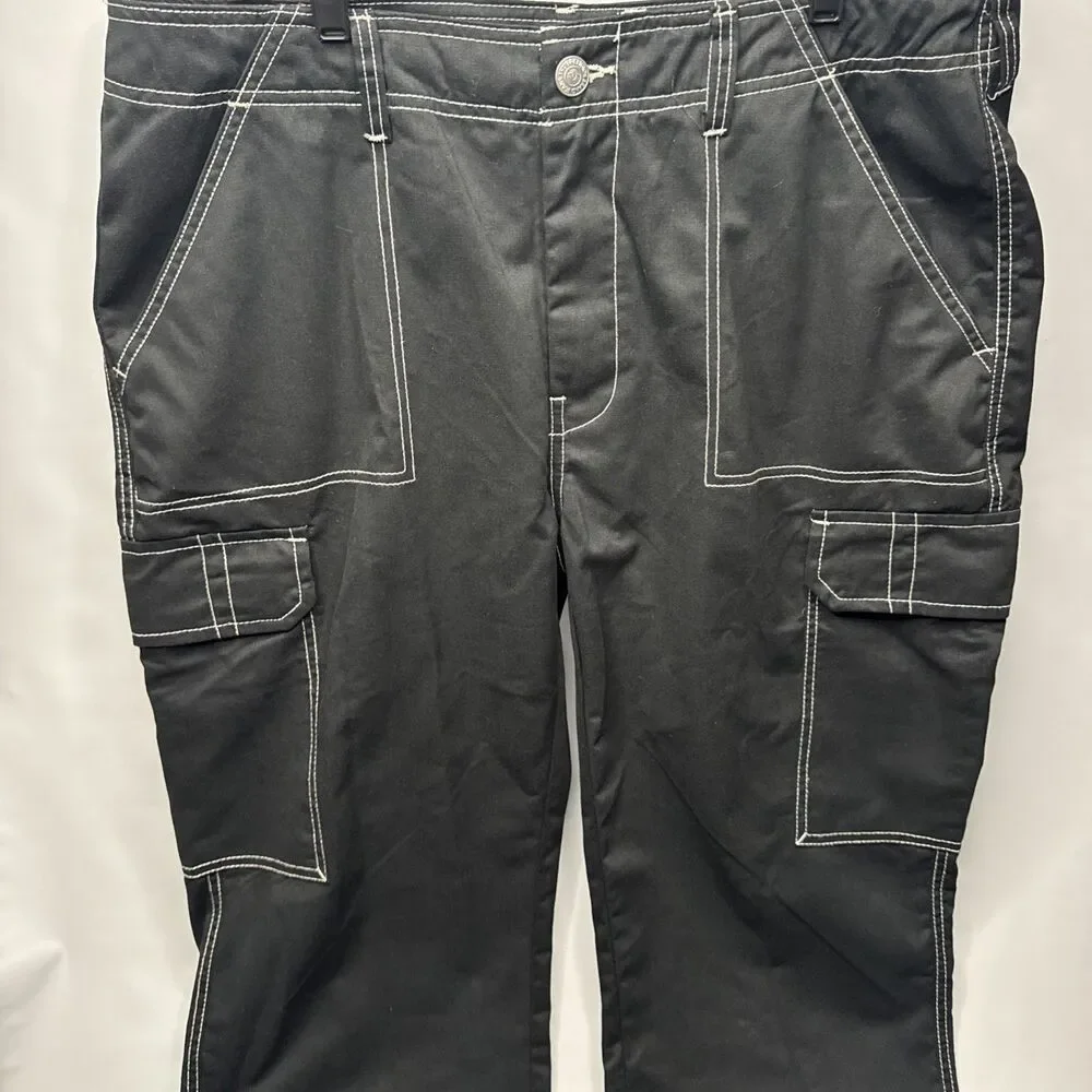 True Religion Cargo Pants Mens W36 Black Bobby Baggy Denim Pockets Relaxed Fit